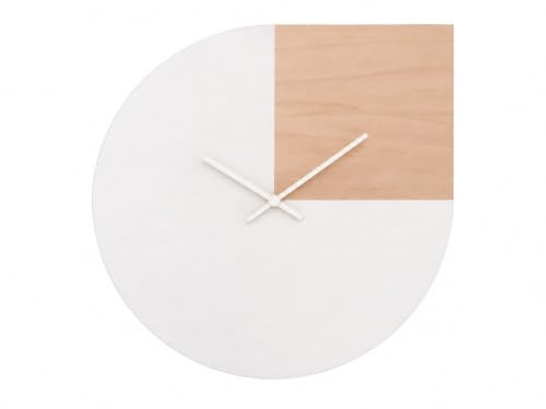 Generico 42cm Grande orologio da parete silenzioso personalizzabile come bianco e legno naturale Particolari orologi a muro per sala Design italiano elegante e originale