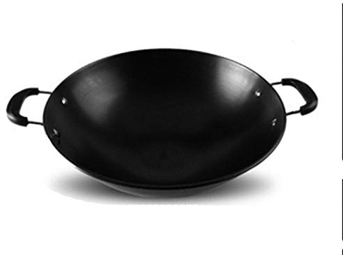 Wok Chinois Traditionnel Fait Main En Fonte Avec Fond Rond,38CM