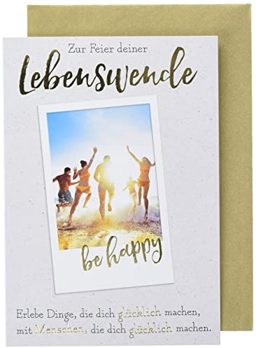Perleberg - Karte zur Lebenswende mit Polaroid Motiv - Glückwunschkarte mit schöner Schrift - Karten zur Lebenswende 11,6 x 16,6 cm - Grußkarte zum Geburtstag/Hochzeit/Jugendweihe inkl Umschlag