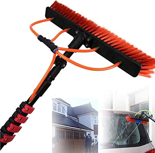 CARLAMPCR Teleskopstange wasserführend 3.5M-11M, mit Bürste, Photovoltaikreinigung Solarreinigung Fassadenreinigung Fensterreinigung Wintergartenreinigung,18FT-5.4m