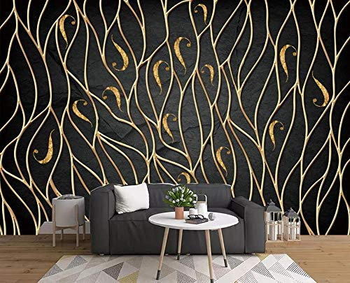 ZXCHEE Papier Peint Panoramique Branche De Fleur D'Or 250x175cm Papier Peint Intissé 3D Tapisserie Poster Decoration Murale Chambre Salon