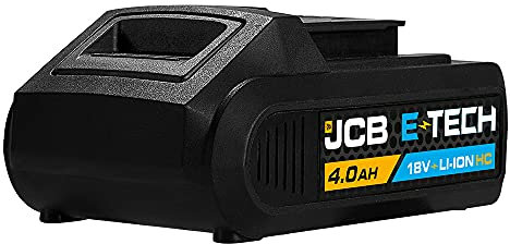 JCB 18V 4.0Ah Rechargeable E-TECH Lithium-ION Battery, Compatible with JCB 18V Cordless & Brushless Power Tools, with LED Light Charge Indicator, 3 Year Warranty