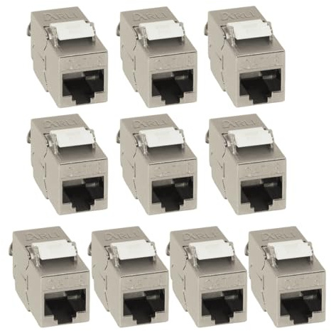 ARLI Cat8 Keystone 10 Cat.8.1 Keystone Jack RJ45 Buchse Modul 2000 MHz 40Gbit vollgeschirmt werkzeuglos für cat 8.1 STP Netzwerkkabel Einbaubuchse Patchpanel Verlegekabel Patchfeld Ethernet Anschluss