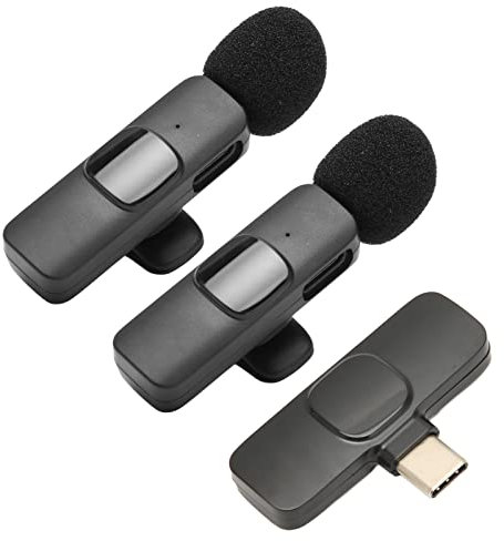 Asixxsix Kabelloses Lavalier-Mikrofon, 1 für 2, Automatisches Pairing, Kabelloses Clip-Mikrofon, Unterstützt die während des Ladevorgangs, Typ C, Clip-on-Plug-and-Play-Revers-Mikrofon,