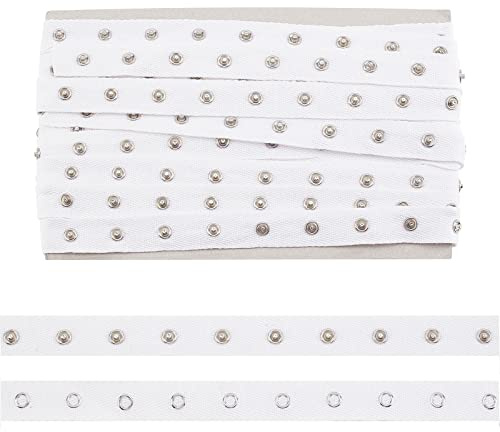 nbeads 6 Yards (5.48 m)/Rolle Druckknopfband, 2 cm Breites Weißes Trim Nähen Knopfband Verschluss Knopfstreifen Druckknopf Kleidungszubehör mit Metall-Knöpfe Für Kleidungsverschlüsse Nähen Heimwerken