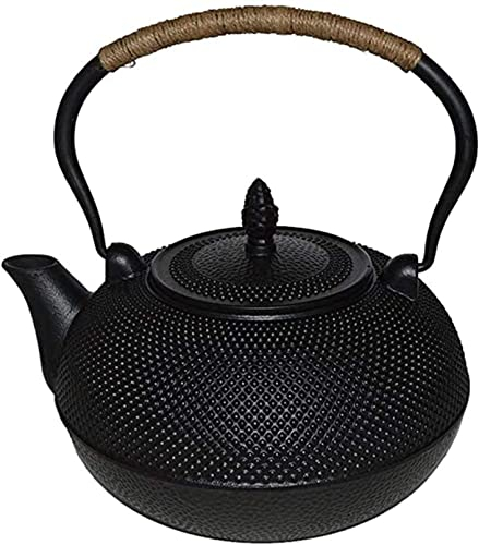BOSUGE Tetera de Hierro Fundido, Capacidad Extra Grande de 3 l para casa de té, Juego de Tetera de Hierro sin Recubrimiento Vajilla del Sur de Japón Juegos de té con patrón de Tachuelas Negras
