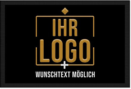Print Royal Firmen-Logomatte mit eigenem Logo – Schmutzfangmatte für Unternehmen, Büro, Praxis & Laden | rutschfest, 60 x 40 cm mit Gummirand