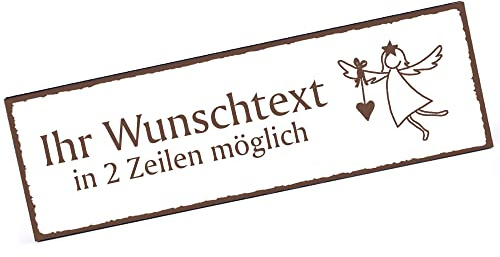 Türschild Engel Schutzengel mit Herz Namensschild personalisiert mit Gravur- 150mm x 50mm - selbstklebend
