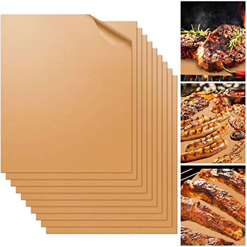 JQTOP Grillmatten-Set mit 18 antihaftbeschichteten Grillmatten aus Kupfer, strapazierfähig, wiederverwendbar und leicht zu reinigen, funktioniert auf Elektrogrill, Gaskohlegrill, 39 x 33 cm