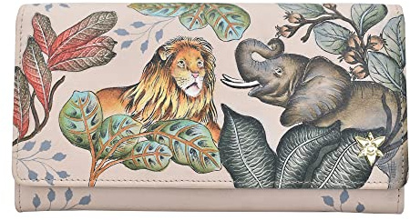 Anuschka RFID Akkordeon Leder-Börse mit Überschlag, handbemalt - African Adventure
