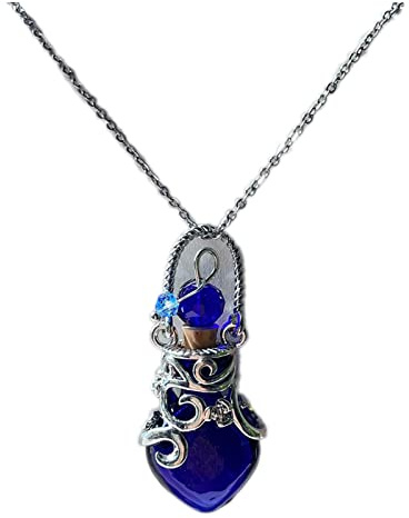 Aromatherapy Essential Oil Bottle Perfume Murano Glass Pendant Necklace for Women Heart-shaped Perfume Bottle Fragrance Flask Small Flower Basket Travel Locket Pendant Collarbone Chain Necklace
