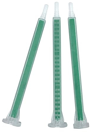 CosmoMix Square Static Mixer Nozzle Tube Tip, Bayonet Connection, 4.5 Inches, 24 Elements, 40 Pieces, Plastic Resin Mixing for AB 50ml Glue Adhesive Applicator Cartridges (RSS06-24L)