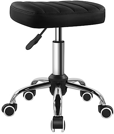 BFTOU Black Minimalist Square Swivel Stool on Wheels Perfect for Work SPA Shop Massage Height-Adjustable and Cost-Effective Rolling Stool Chair Black