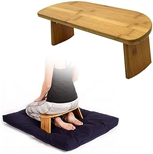 Meditationshocker, Kniende Meditationsbank Mit Klappbaren Beinen Und Kissen – Ergonomische Yoga-Bank Aus Bambus Für Längeres Üben – Inklusive Tragetasche,bonny369