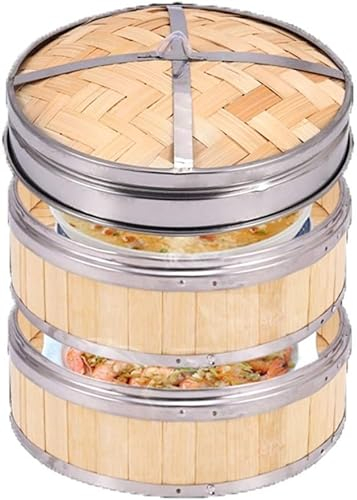 Cuiseur à vapeur en bambou de 8 pouces Cuisson saine for la cuisine asiatique Petits pains Boulettes Légumes Poisson Cuiseurs à riz Cuisson Vapeur Panier Vapeur Riz Naturel