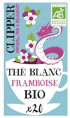 Clipper – Té blanco, frambuesa orgánica, 34 g, infusión orgánica con notas dulces y afrutadas, ideal para una dieta equilibrada, 4 unidades
