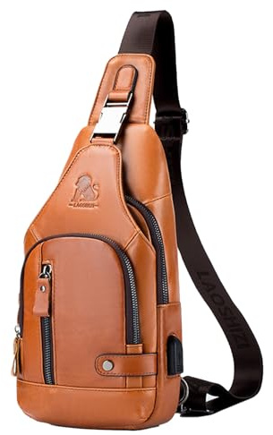 pundarika brusttasche herren leder klein sling bag,männertasche Echtes Leder crossbody umhängetasche herren,tasche schultertasch multifunktional,Verstellbarer Schultergurt