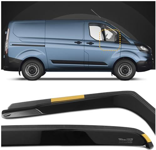 HEKO - Kompatibel mit Ford Transit Custom 2012-2023 Seitenscheiben-Windabweiser; Vorne; 2 Stk.; Regenabweiser, Windabweiser, Getönt, Stromlinienförmig; Einfache Montage; Schutz vor Wind und Regen