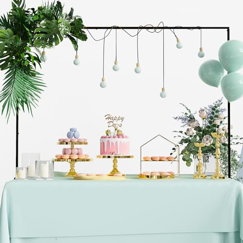 Xiomot Over The Table Rod Stand with Clamps Adjustable 13''-42'' Tall 29-98 Length Black Table Arch Hanging for Wedding Birthday Party Halloween Christmas