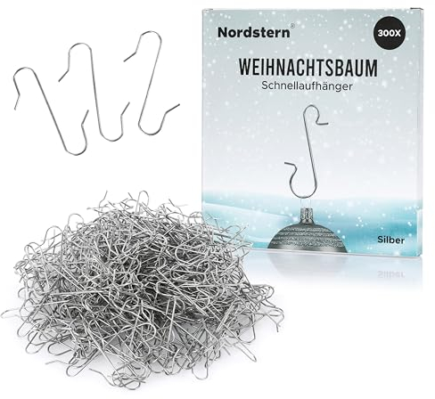Nordstern Decorazioni per albero di Natale, 300 pezzi, pratici ganci doppi per decorazioni per albero di Natale e palline per appendere facilmente – 3,3 cm