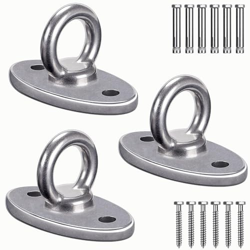 BeneLabel Soporte de Montaje en Pared y Techo para Entrenador de Suspensión, Acero Inoxidable, Capacidad de 2800 LB, para Entrenamiento de Fuerza con Peso Corporal, Cuerda de Combate, Paquete de 3