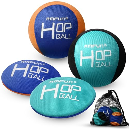 AMFUN Water Bouncing Ball, 4PCS Funny Pool Toys, Skimming Balls, Soft Quick-drying Jumping Balls With Net Storage Bag, Sports Games for Pool Beach