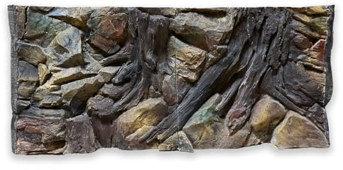 ZooPaul Aquarium Rückwand 3D 120x60cm Terrarium Hintergrund Fels Stein Wurzel Struktur Amazonas NEU