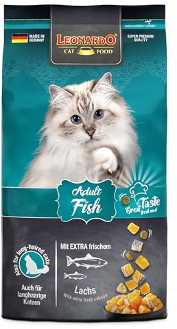 LEONARDO Kattmat vuxenfisk, 1,8 kg påse, lax, torrfoder för vuxna katter och alla raser från 1 år, lätt att smälta, tillverkad i Tyskland