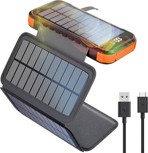 Newest 56800mAh 65W Portable Power Bank Battery Pack,4 Charging Ports USB-C Fast Charging Phone Charger, Outdoor Solar Charger with LED Display&Flashlight, for iPhone/Tablet