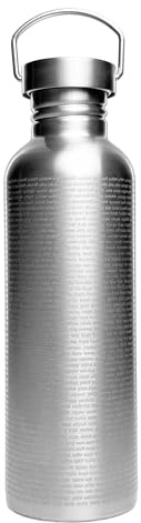 SEEDOR BIP39 Bottle – Premium Trinkflasche Edelstahl 1L mit Bitcoin Wordlist Gravur, nicht isolierte einwandige Flasche, Outdoor Wasserflasche, auslaufsicher, spülmaschinenfest, BPA-frei, ohne Plastik