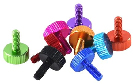M4x10 bunte Aluminium-Rändelschrauben mit flachem, dünnem Kopf, Rot, M4x10mm-10 Stk