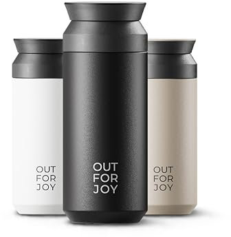 OUT FOR JOY Edelstahl Thermobecher 350ml | Kaffeebecher to go | auslaufsicher, doppelwandig isoliert | Coffee to go und Tee to go - Travel Tumbler | hält 4h heiß / 8h kalt (Midnight Black)