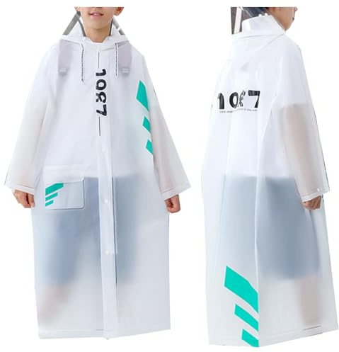 Salopette Antipioggia Sfoderati Antivento E Impermeabili Unisex-Bambini Impermeabile Per Bambini Poncho Scolastico Per Bambini Lungo E Grande Giacca Pioggia Bicicletta Bambino (Clear, 10-12 Years)