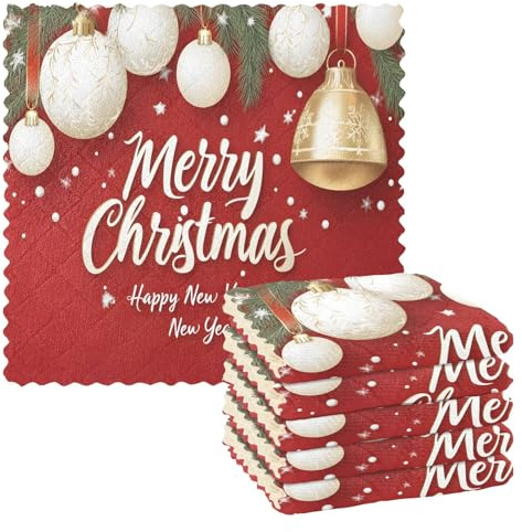 Mnsruu Microfibre Cleaning Cloths Red Christmas Xmas Reusable Dish Cloths for Washing Up 6 Pack Swedish Dishcloth Microfibre Cleaning Towels Washable Duster Rags Cloth Home