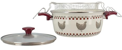 MENASTYL - Friteuse gallina 24cm en acier émaillé avec couvercle en verre - 3645461