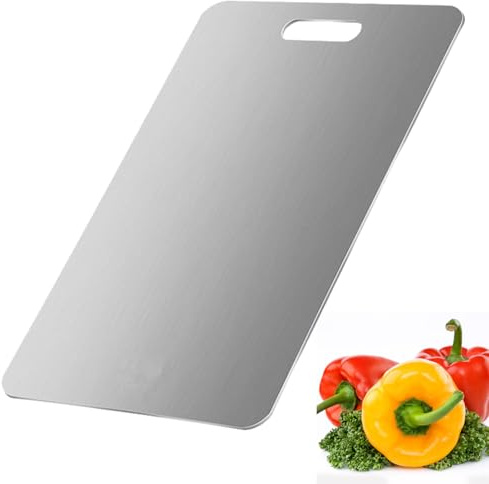 Planche à Découper en Titane, Titanium Cutting Board, Planche à Decouper de Inox, Convient pour Couper du Poisson, de la Viande, des Légumes, des Fruits et D'autres Aliments, 29 x 20cm