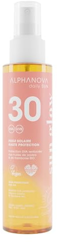 ALPHANOVA DAILY SUN - Huile Solaire SPF30 Invisible - Protection UVA renforcée - 125ML - waterproof