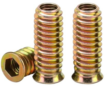 Drenky Insert Nut M8x25mm Zinc Plated - 20Pcs Threaded Inserts for Wood Furniture Flanged Hex Socket Nut Carbon Steel Fasteners with Hex Drive Head