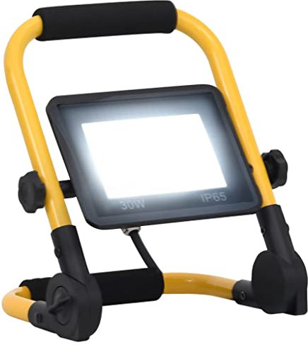 vidaXL LED Fluter mit Handgriff Flutlicht Baustrahler Scheinwerfer Außenstrahler Gartenstrahler Arbeitsscheinwerfer Arbeitsleuchte 30W Kaltweiß