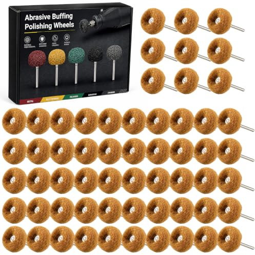 Shineboc 50 Pezzi Disco per Lucidatura Con Mola Da 25mm, Mole per Pulitura Con Grana 80 per Utensili Rotanti Dremel per Lucidare E Smerigliare Vetro, Metallo E Legno