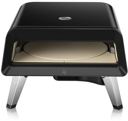 WMF Pizzaiolo Pro Pizzaofen, 400°C Backtemperatur, großer Pizzastein (Ø 40 cm), automatische Drehmechanik, integrierte Temperaturüberwachung für perfekte Ergebnisse in 90 Sek., Gas Pizzaofen, schwarz