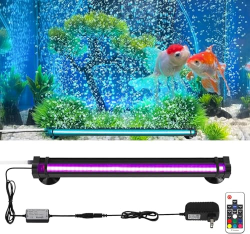 LED Fish Tank Aquarium Light: Waterproof Submersible 12 inch/30cm Fish Tank Light with Remote Controller/Dimming - RGB Color Changing Adjustable Brightness Underwater Air Bubble Lights for Fish Tank