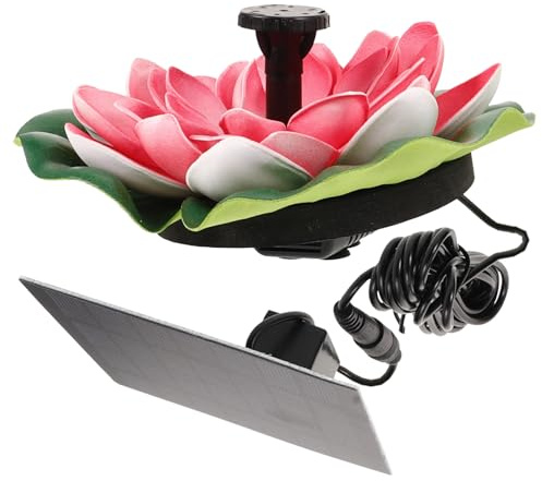 Fontaine Solaire Flottante Lotus Rouge 1 Set, Jardin Bassin | Décoration de Piscine Extérieure, Fontaine Solaire Exterieure de Jardin, Pet Laminé Monocrystalline