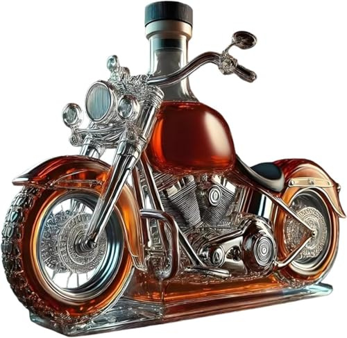 Glass Bottle Motorcycle Whisky Decanter, Glass Motorcycle Whisky Wine Bottle, Funny Drink Bottle for Champagne, Creative Empty Wine Bottles for Storing Spirits (1)