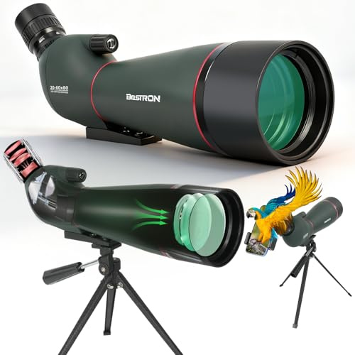 BOSTRON Spektiv 20-60x80 HD, Wasserdichtes Beobachtungsfernrohr mit Stativ & Smartphone-Adapter – Für Vogelbeobachtung, Jagd, Sport, Wildlife und Astronomie