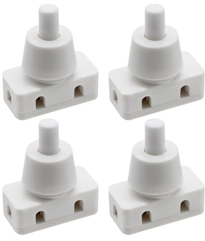 4X Push Button Switch On/Off Recessed Pressure Switch with Thread and Screw Cap 220V~60HZ 10A for Desk Lamp Air Cooler Mounting Diameter White Plastic