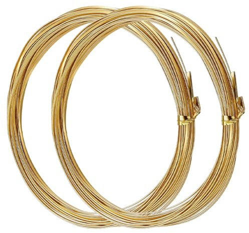 WEBEEDY 0,5 mm Alambre de aluminio plano de ancho para hacer cloisonne esmaltado DIY 2 rollos de alambre metálico plegables de oro de 20 m para joyería DIY Suministro de artesanía (10 m/rollo)