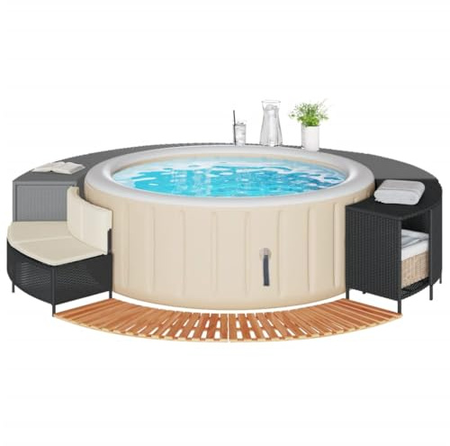 Genérico Borde bañera hidromasaje Madera Acacia y ratán sintético Negro,Casa y jardín,Piscina y SPA,Accesorios para Piscinas y SPA,365614