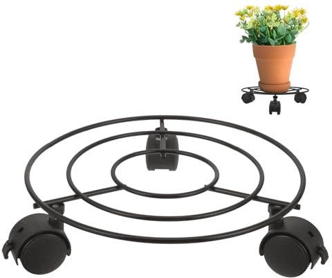 MAGICLULU Supporto per Piante con Ruote e Blocco, Base Portavasi in Ferro per Interni ed Esterni, Carrello Portafiori Mobile Resistente per Giardino e Casa, Sposta Vasi Facile e Pratico