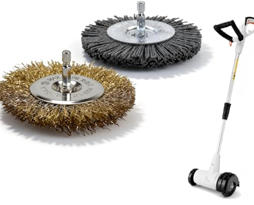 2Pcs Replacement Brush for Lazy-Weeder Electric Weed Brush – Weed Remover Brush Block Paving Brush, Cleaning & Sanding with Wire Wheel Brush and Nylon Brush, Up to 5000 RPM